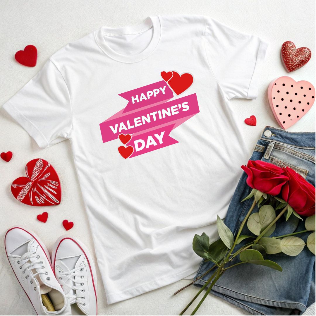 Happy Valentine Day On Pink Ribbon SVG Happy Valentine Day On Pink Ribbon Vector