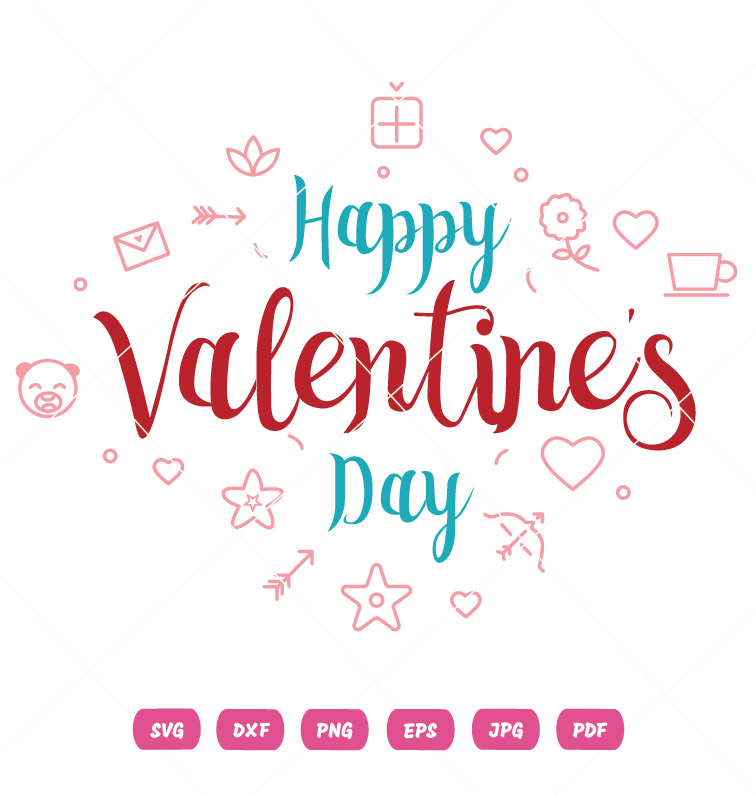 Happy Valentine Day Symbols Vector