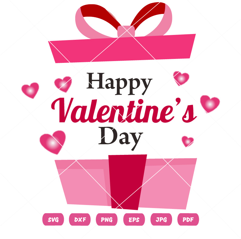 Happy Valentines Day Gift Box SVG Valentines Day Gift Box Vector