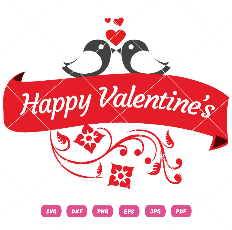 Happy Valentines Swirls Ribbon SVG Valentines Swirls Ribbon Vector