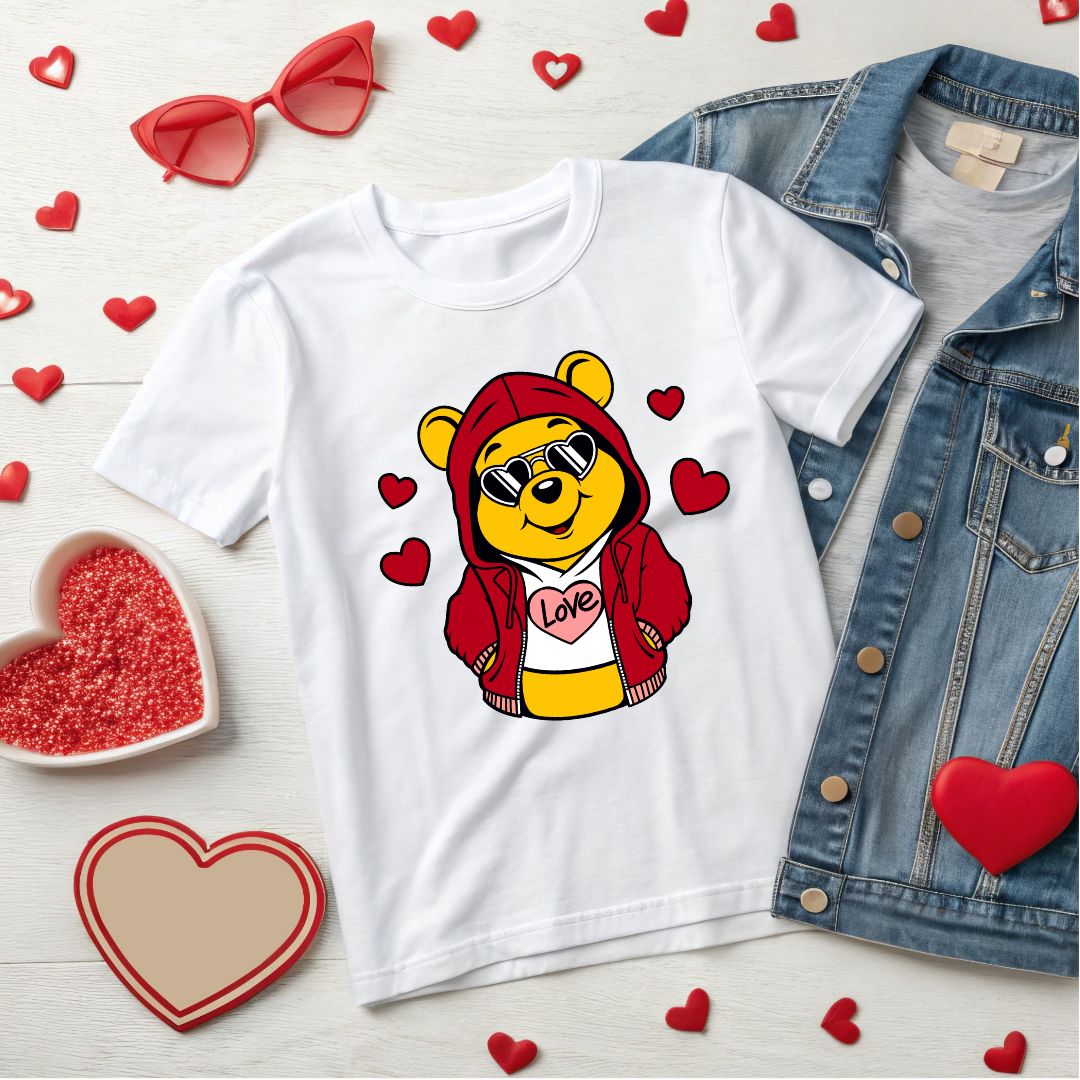 Love Heart Winnie the Pooh Svg Valentine Love Bear Vector