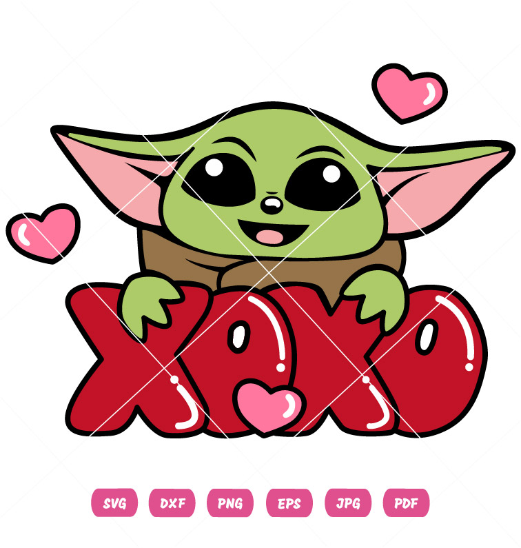 Baby Yoda XOXO Valentine Vector