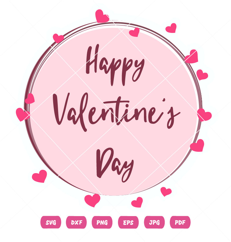 Circle Happy Valentines Day Heart Vector