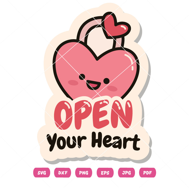 Cute Heart Open Your Heart Valentine's Day Vector