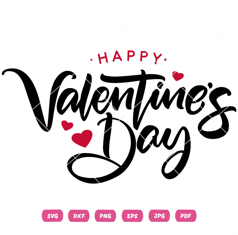 Happy Valentines Hearts SVG Valentine's Day Vector