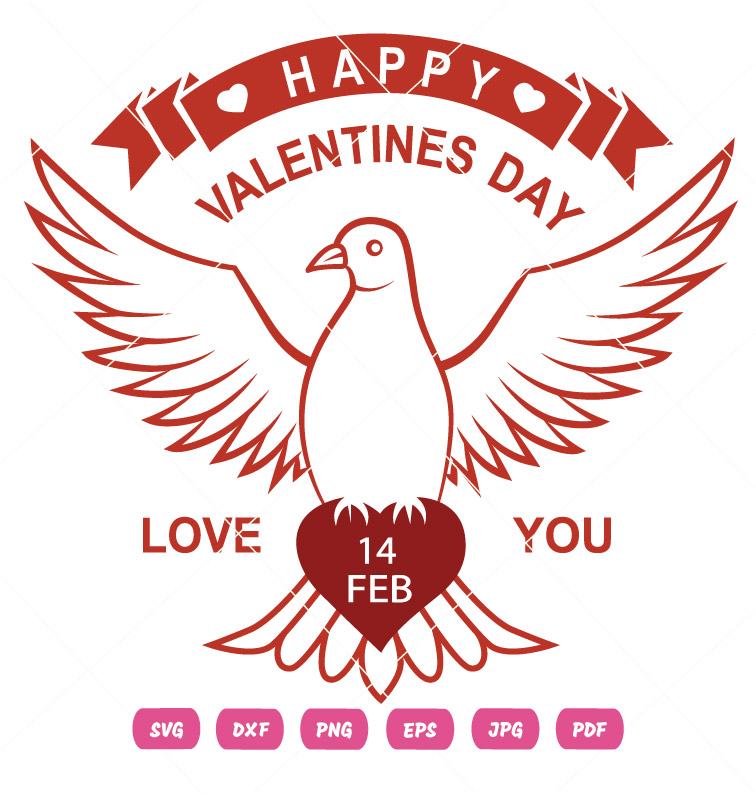 Happy Valentine Day Vector With Bird
