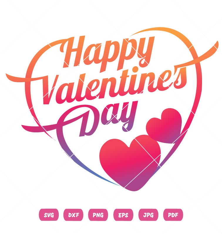 Happy Valentine Day Vector With Multi Color