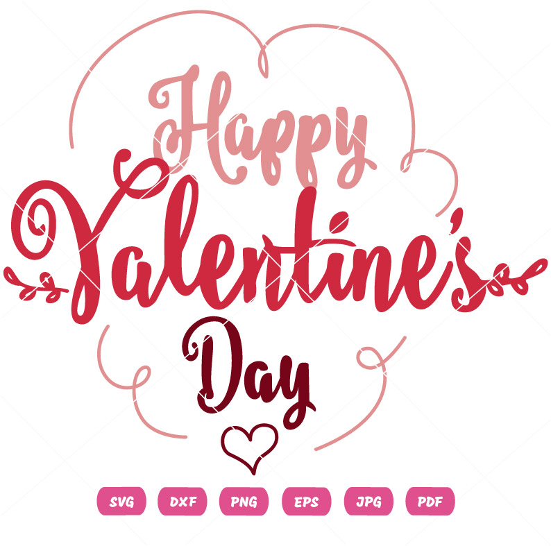 Happy Valentine's Day Heart Vector SVG Happy Vector