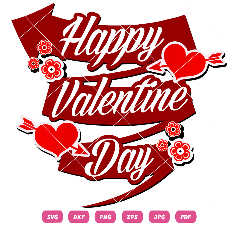 Happy Valentines Day Hearts And Flower SVG Happy Valentines Day Vector