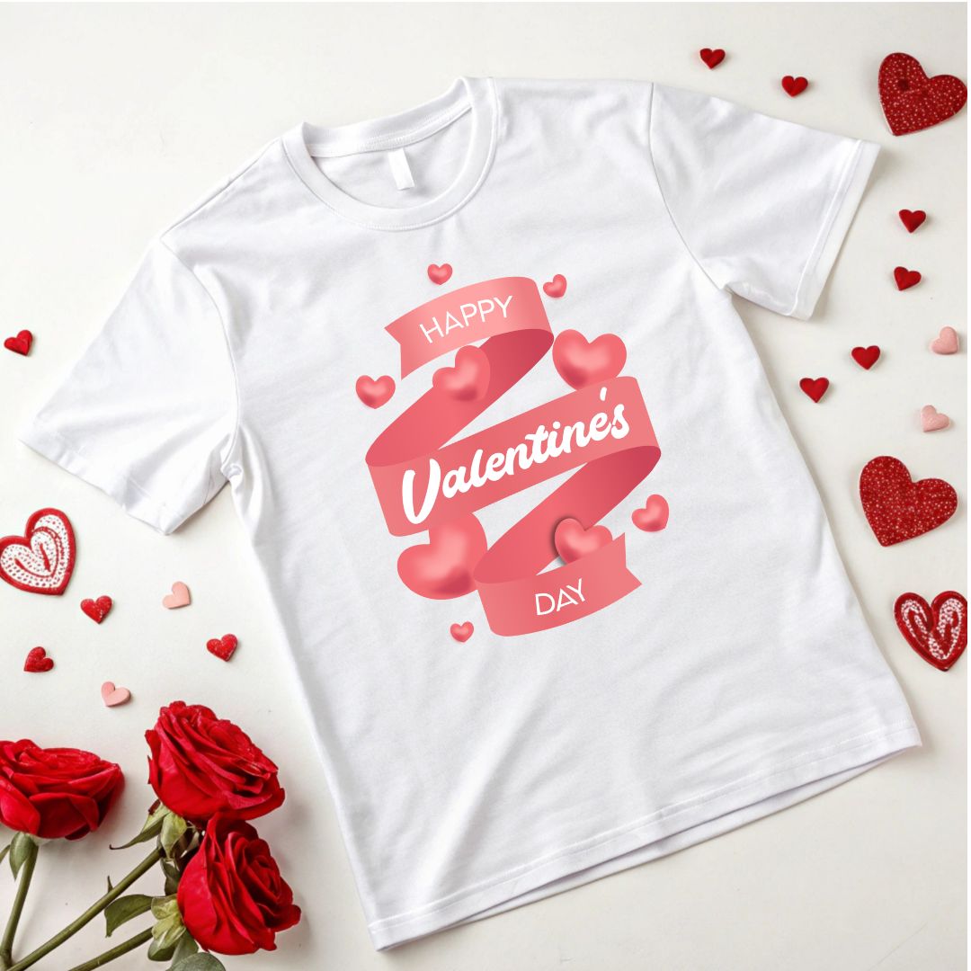 Happy Valentines Day Text With Ribbon And Heart Balloons SVG Valentines Day Vector