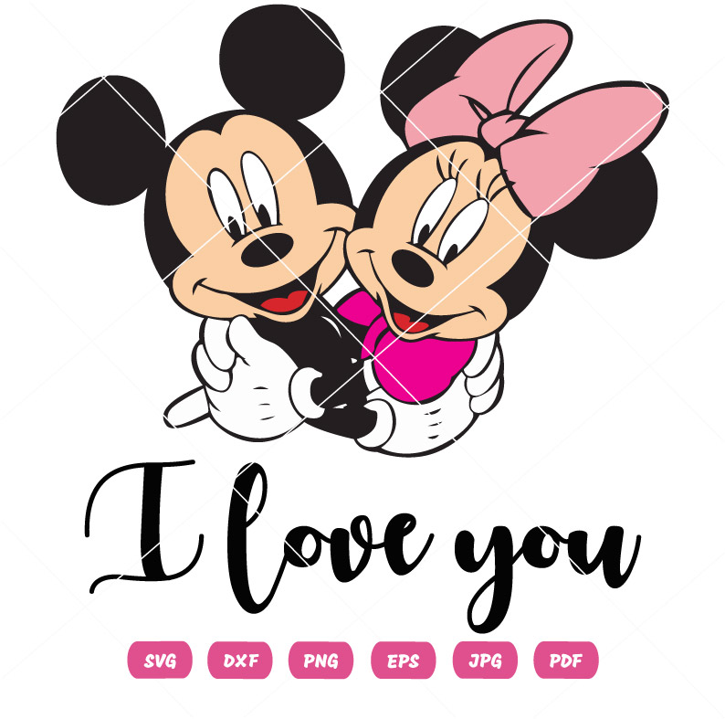 I Love You Mickey and Minnie Valentine Day SVG Valentine Vector