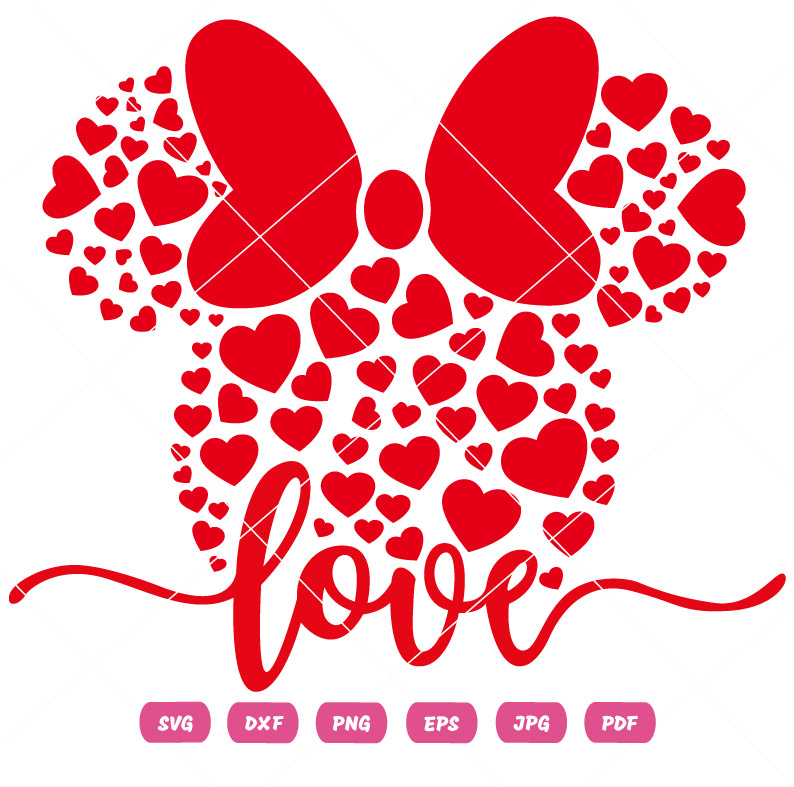 Minnie Mouse Heart Love Valenine's Day SVG Minnie Mouse Heart Love Valenine's Day Vector