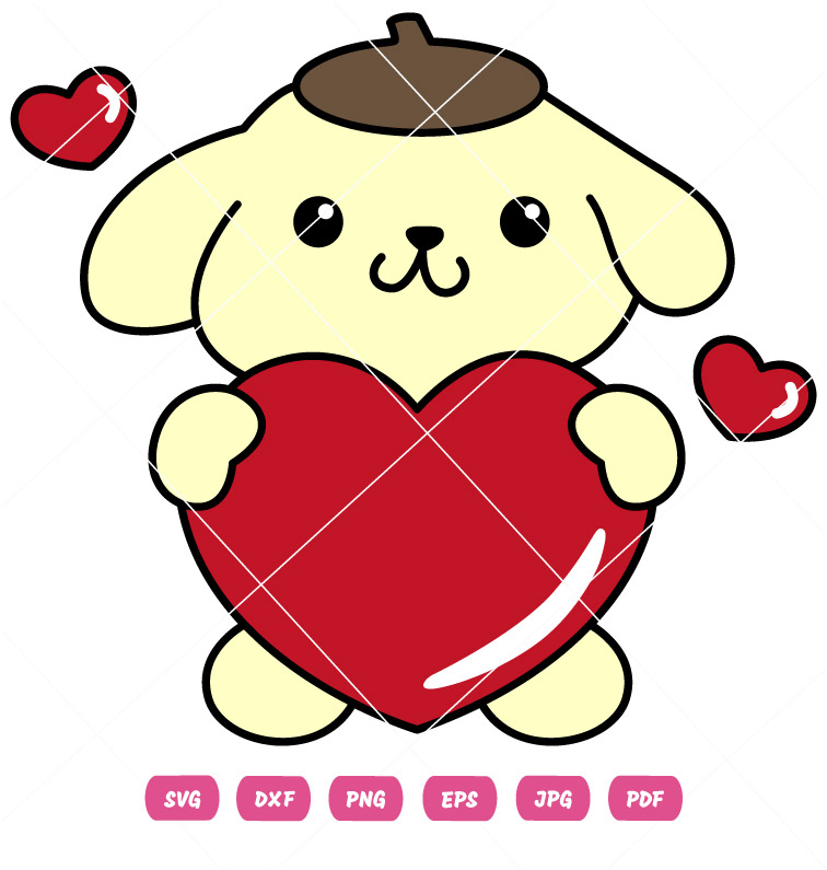 Pompompurin Heart Valentine Vector