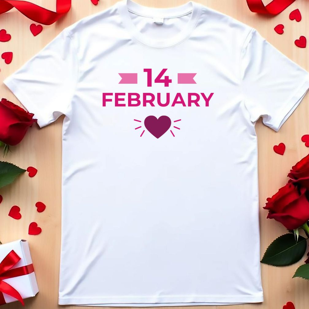 Simple 14 Feb Heart Valentine Day Vector