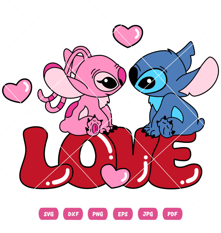 Stitch Angel Valentine Vector