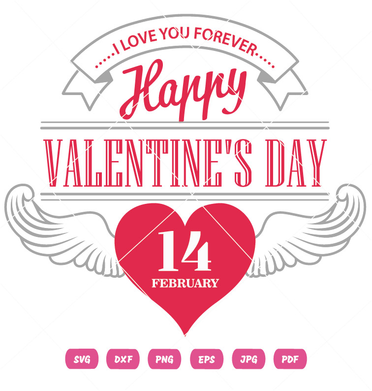 Valentine Day Vector With Heart Wings