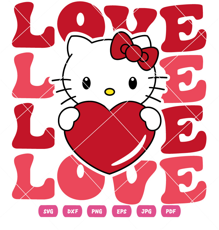 Valentine Love Kitty Vector