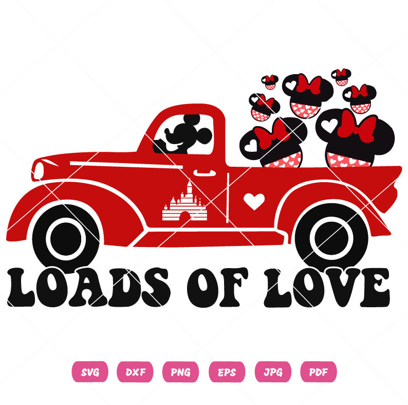 Valentine Mickey Truck Loads For Love SVG Valentine Mickey Truck