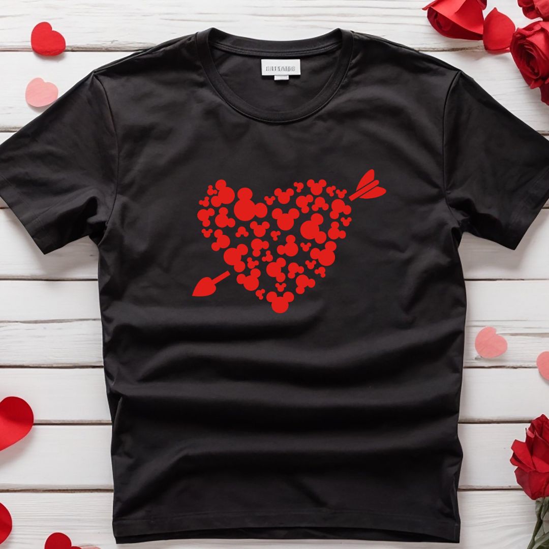 Valentines Mouse Head Hearts Arrow SVG Valentine's Vector