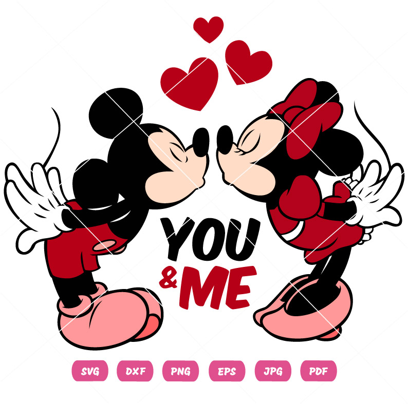 You & Me Mickey & Minnie Kiss Svg You & Me Mickey & Minnie Kiss Vector