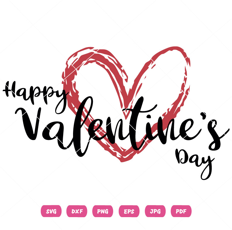 Happy Heart Valentine Day SVG Vector