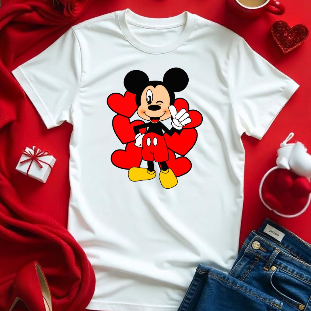 Happy Micky Mouse Heart Valentine Day Vector