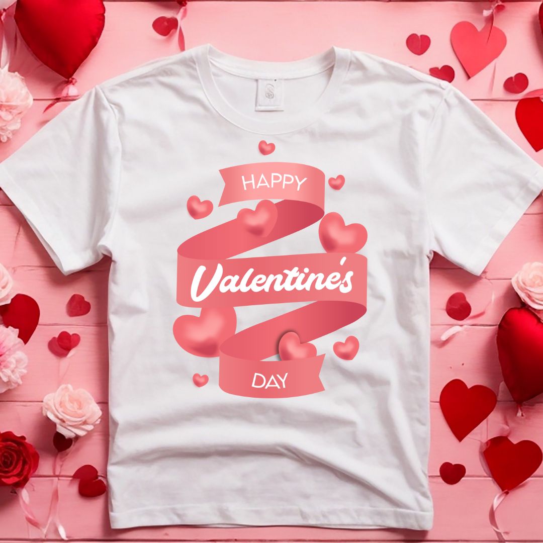 Happy Valentines Day Text With Ribbon And Heart Balloons SVG Valentines Day Vector