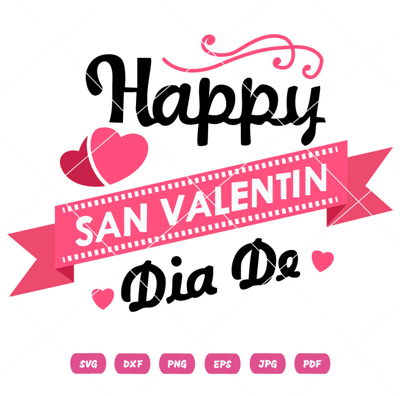 Happy San Valentin Dia De Hearts and Banner Vector