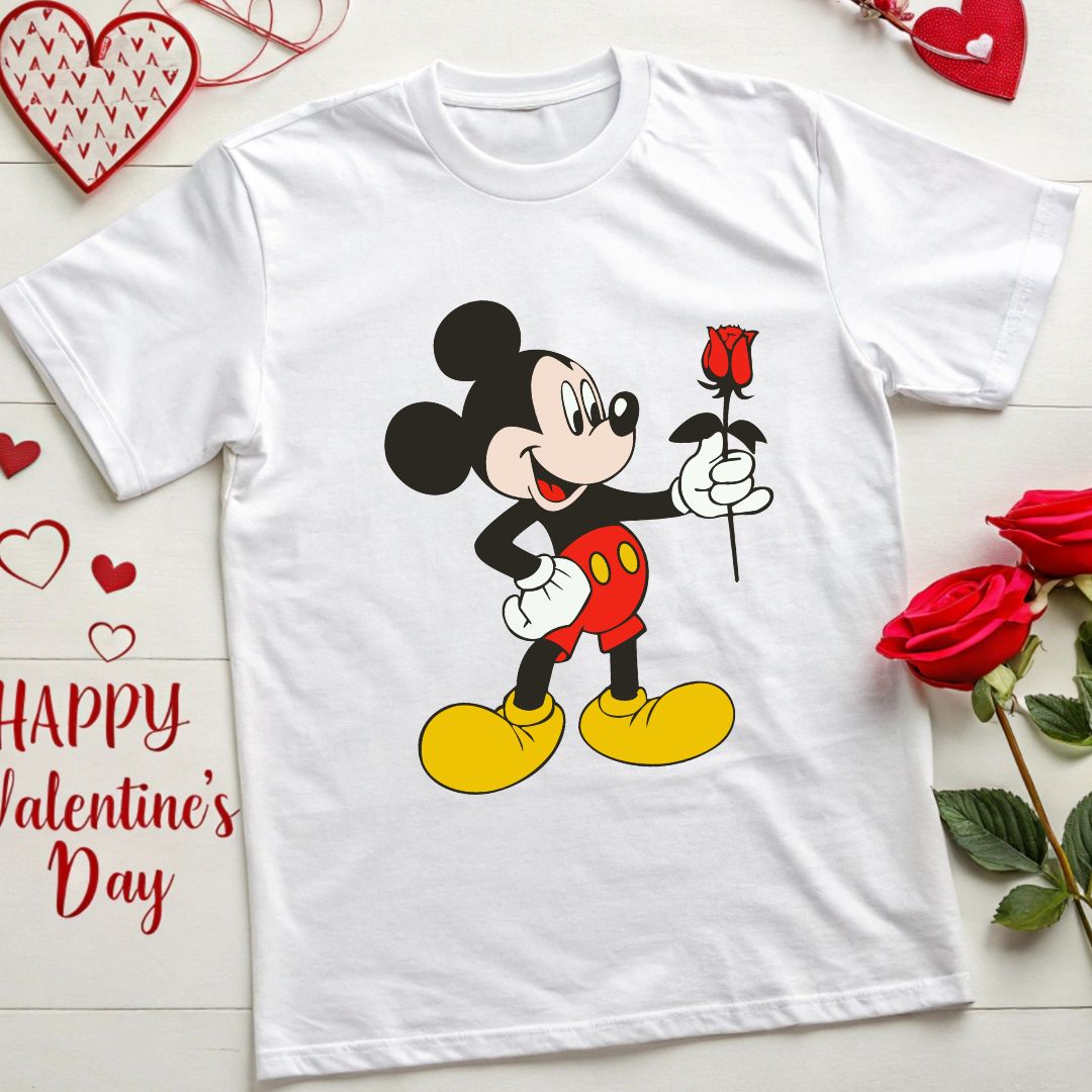 Mickey Mouse Red Flower Valentine's SVG Mickey Mouse Red Flower Valentine's Day Vector