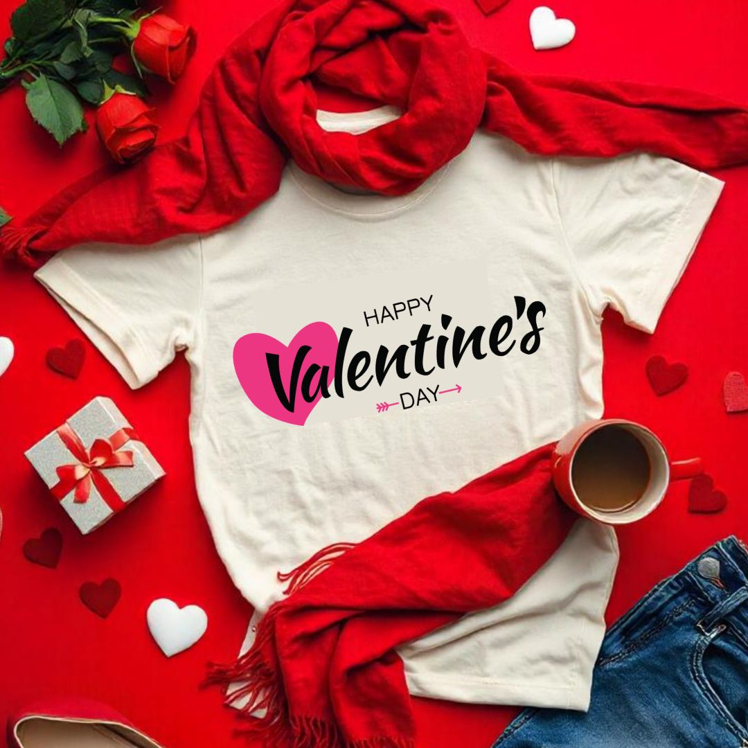 Pink Heart Happy Valentines Day SVG Pink Heart Happy Valentines Day Text Vector