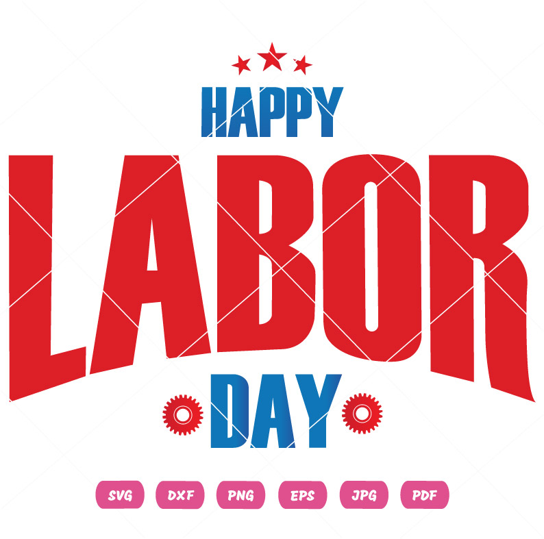 Red and Blue Happy Labor Day Wordings SVG Red and Blue Happy Labor Day Wordings Vector