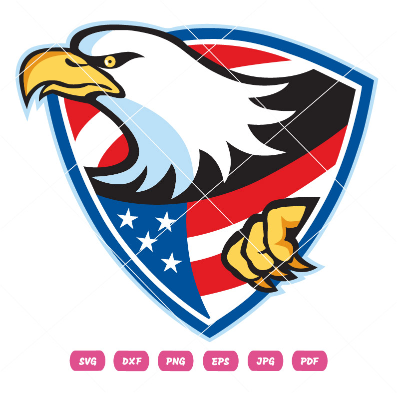 American Bald Eagle Flag Shield