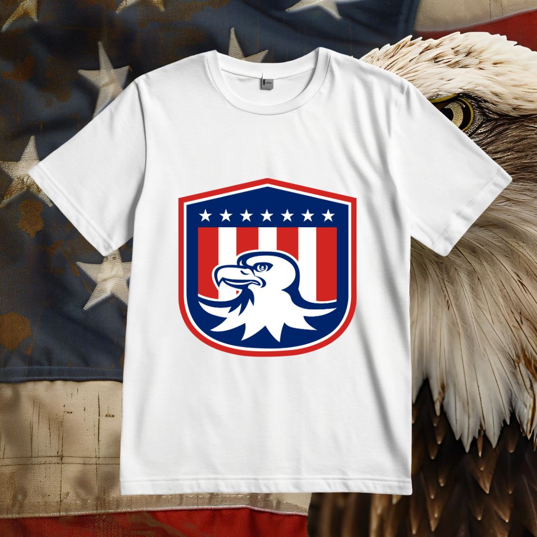 American Bald Eagle Head Flag Shield Retro Vector