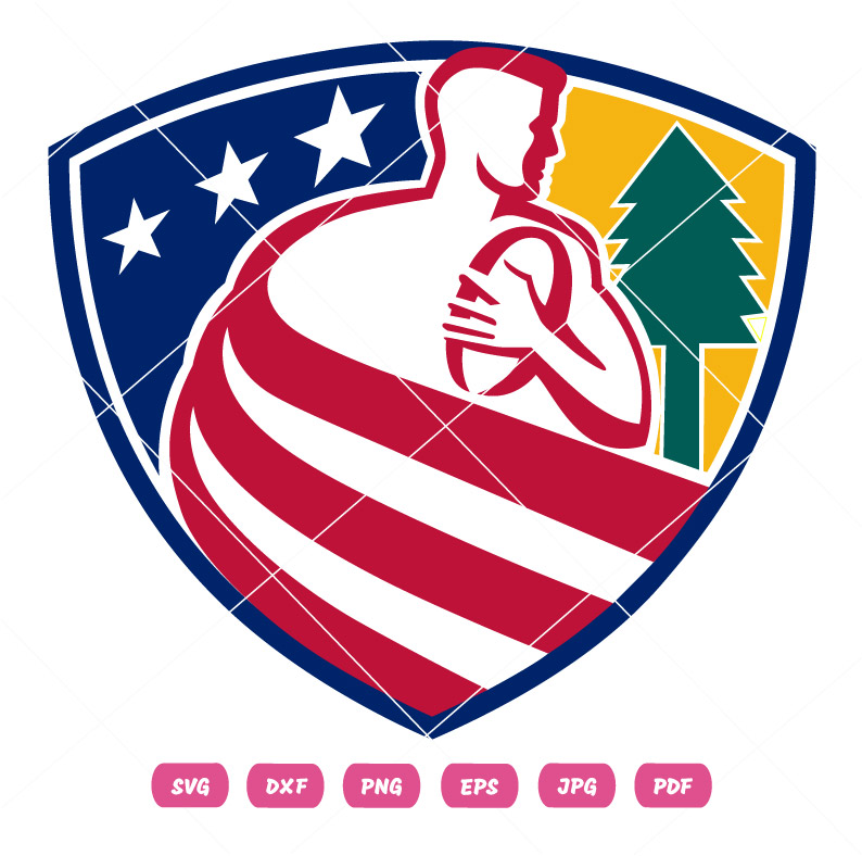 American Rugby Union Player Badge Vector