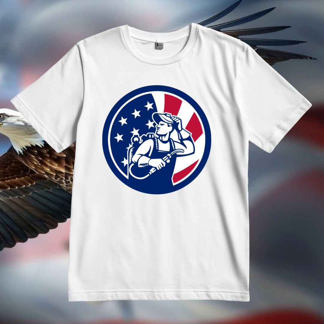 American Soldier Waving USA Flag Circle Drawing Vector