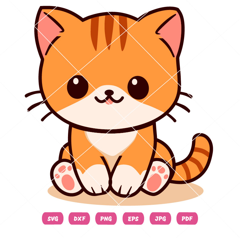 Cute Orange Kitten Vector