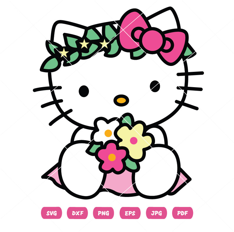 Flowers Kitty Vector