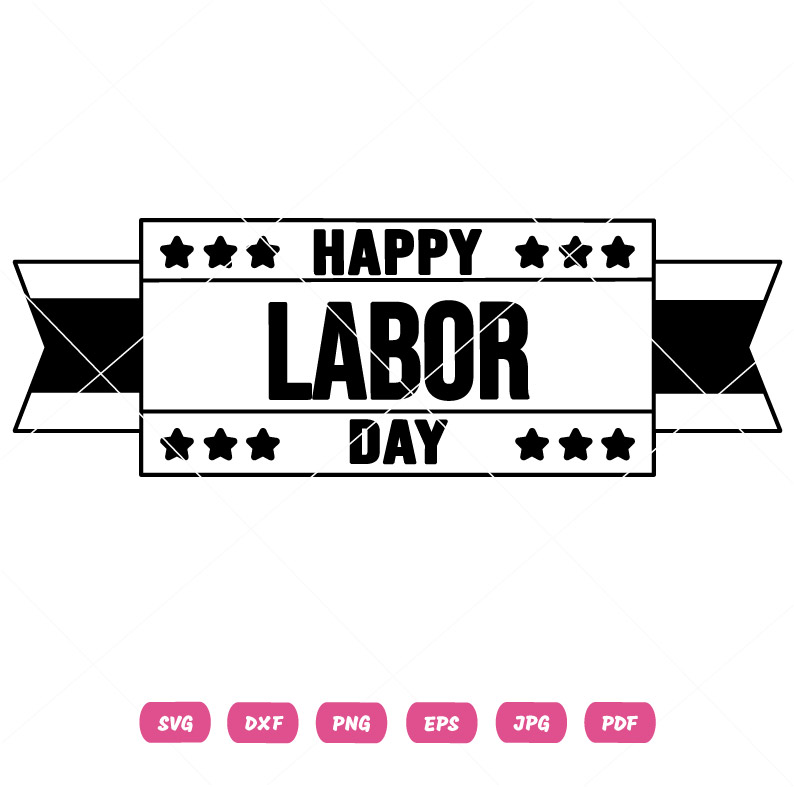 Happy Labor Day Emblem In Black And White Vector