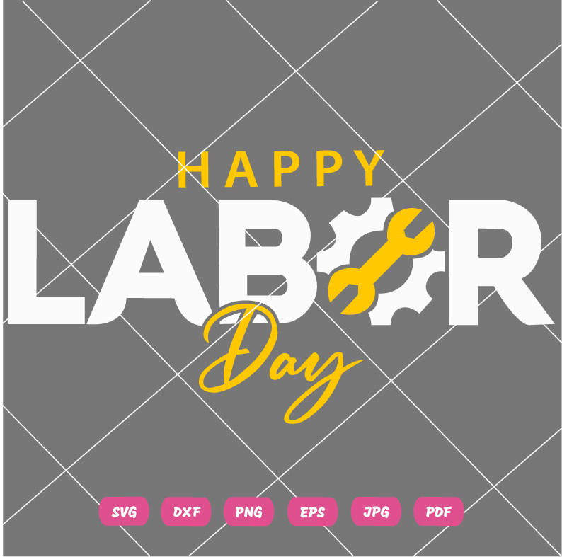 Happy Labor Day Wrench in Gear SVG Happy Labor Day Wrench in Gear Vector