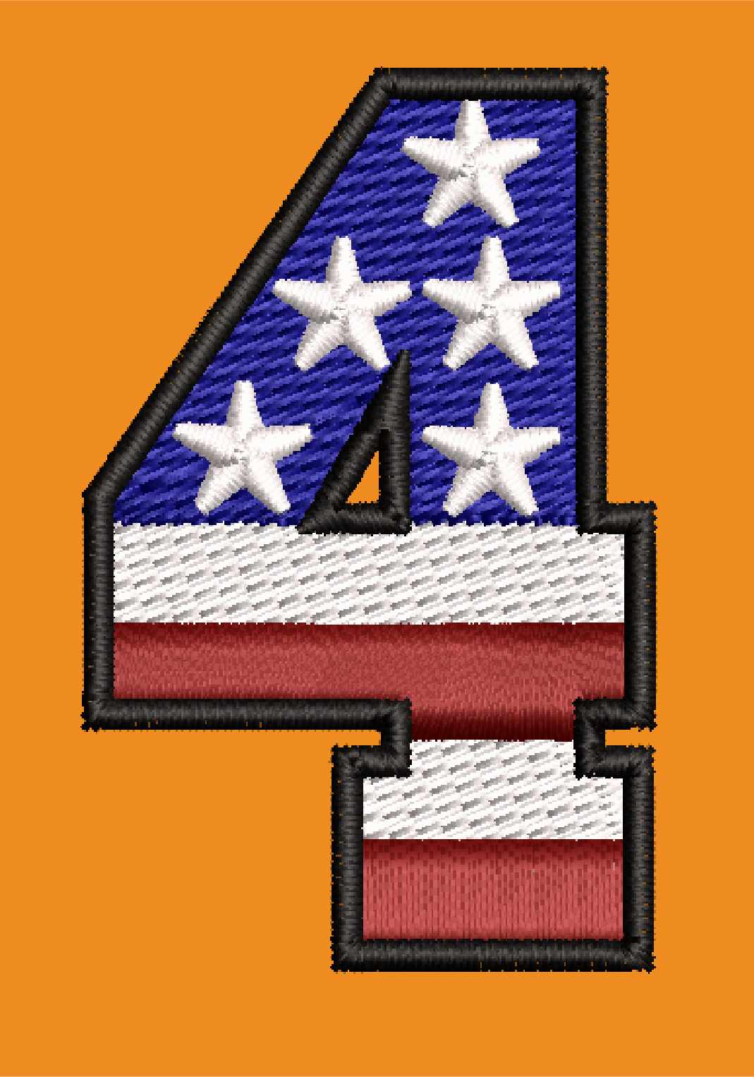 4 WITH FLAG EMBROIDERY DESIGN 4 NUMBER USA FLAG EMBROIDERY DESIGN NUMBER STARS FLAG EMBROIDERY DESIGN MACHINE EMBROIDERY FILE
