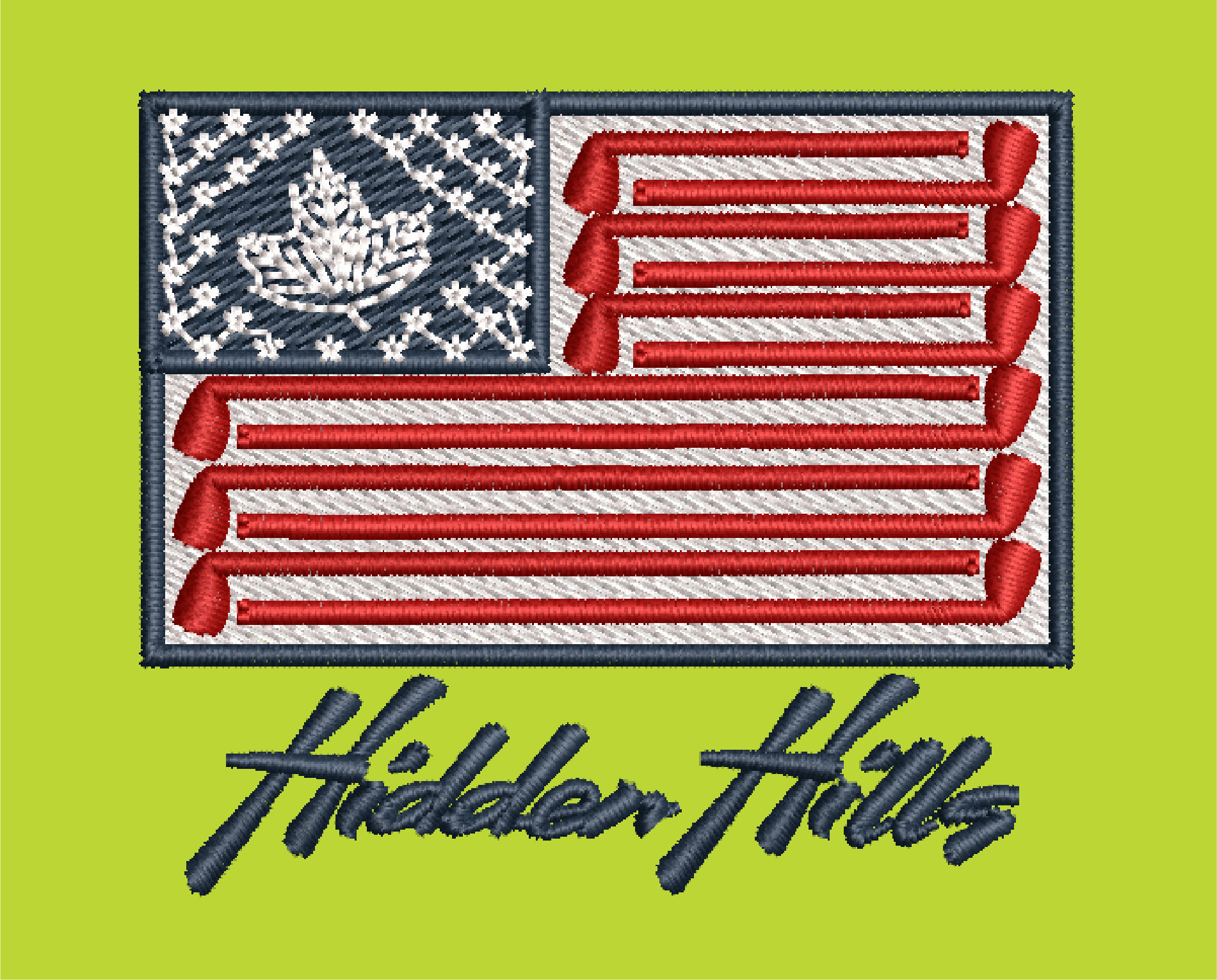 HIDDEN HILLS FLAG EMBROIDERY DESIGN HILLS USA FLAG EMBROIDERY DESIGN LEAF LOGO EMBROIDERY DESIGN MACHINE EMBROIDERY FILE