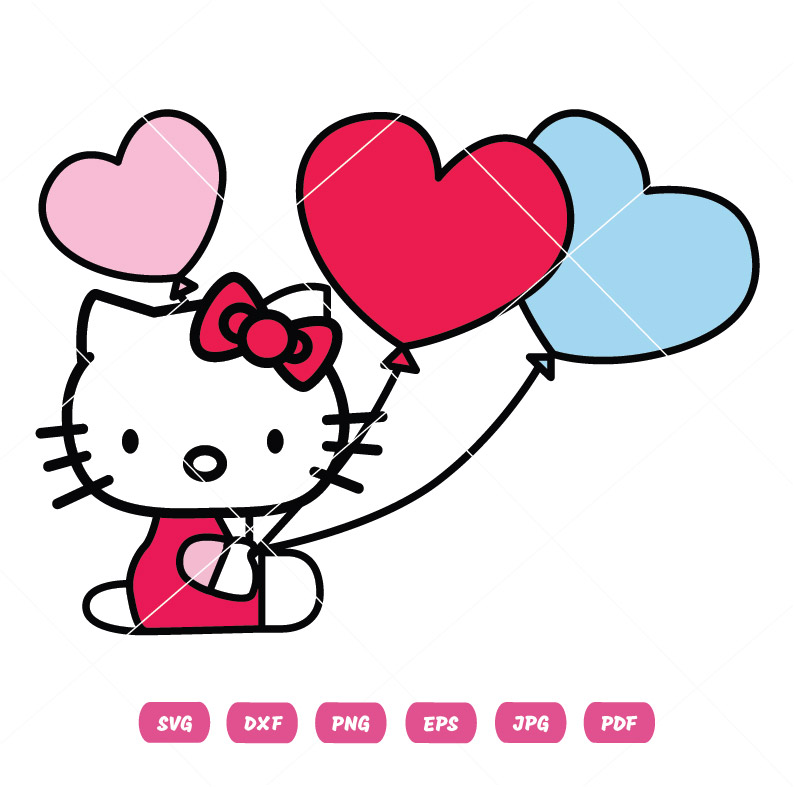 Kitty Vector With Balloons