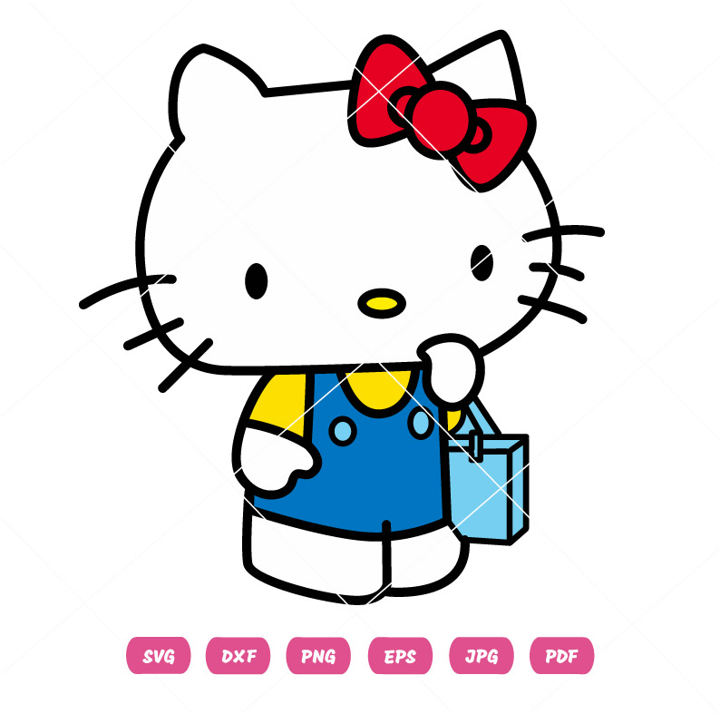 Kitty With Bag Vector