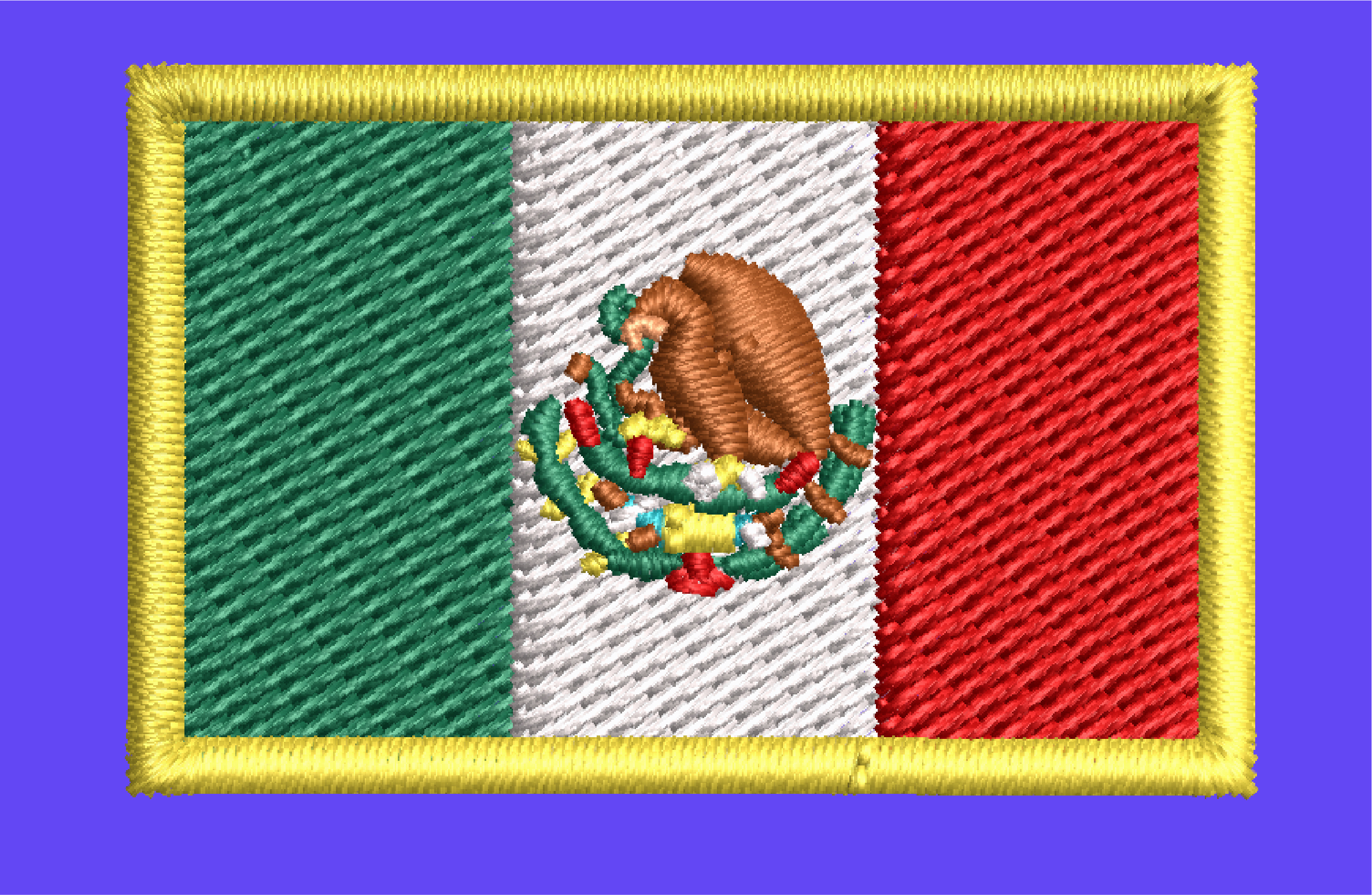 MEXICO FLAG EMBROIDERY DESIGN MEX FLAG WITH BORDER EMBROIDERY DESIGN YELLOW BORDER MEX FLAG EMBROIDERY DESIGN MACHINE EMBROIDERY FILE