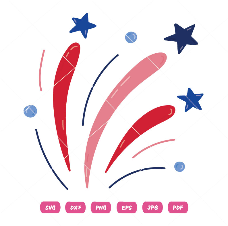 Cute Cartoon Fireworks Vector