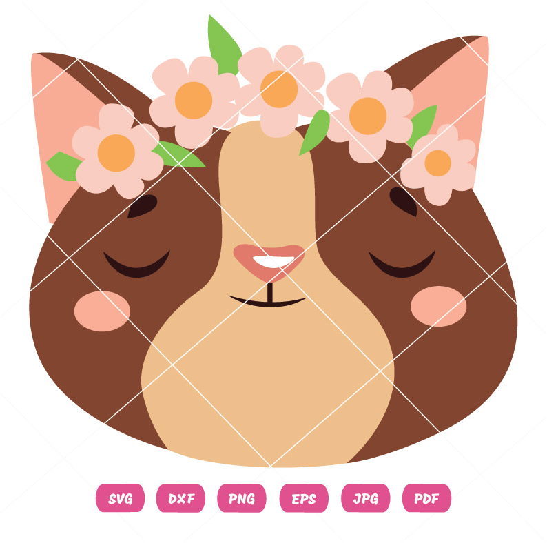 Flowers Cat Vector