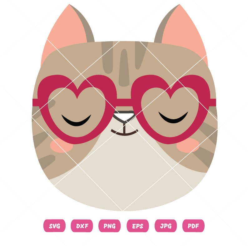 Glass Heart Cat Vector