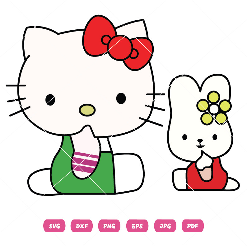 Kitty Flowers Vector