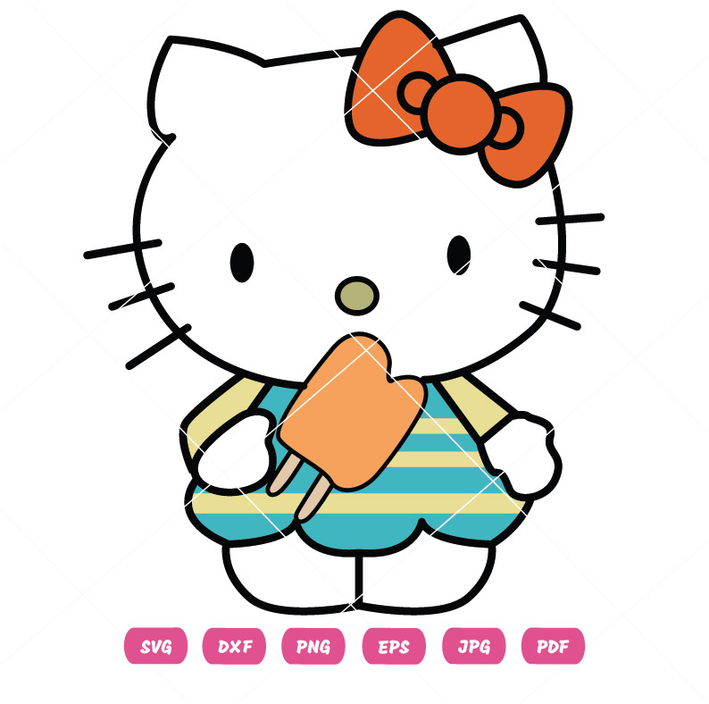 Kitty Vector With Ice Cream