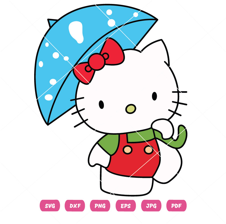 Kitty Vector With Umbrella